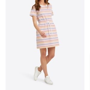 Tie Waist T-Shirt Dress in Multi Nautical Stripe